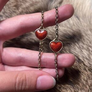Set of two vintage sterling silver David Andersen Norway enamel heart bracelets